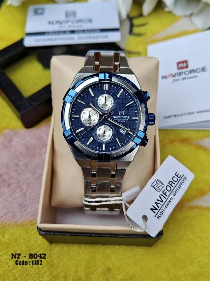Naviforce 8042 CH Stainless Steel - Silver Blue