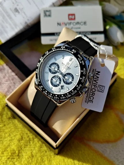 NAVIFORCE 8054 Original Watches For Men Silicone Band Casual Sport Chronograph